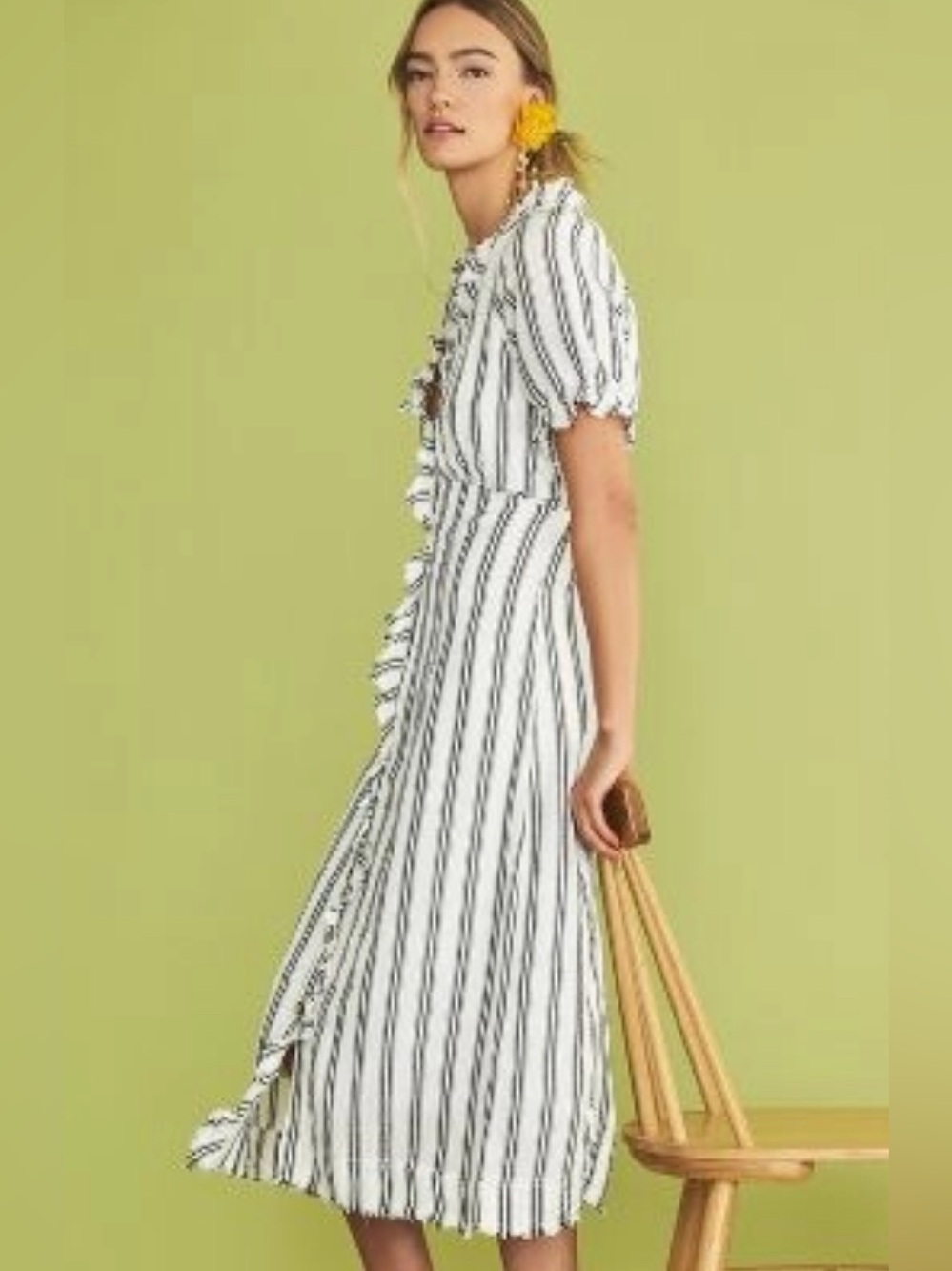 Pilcro Ruffle Collar Buttondown Midi Dress Womens 2